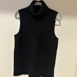 J Crew Black Sleeveless Turtleneck Top 100% Cotton Size L
